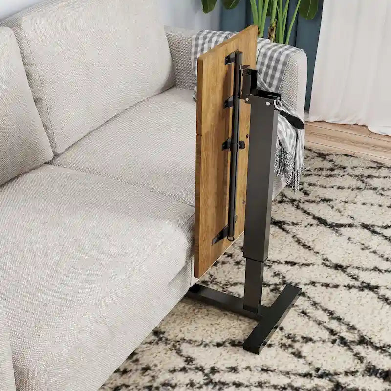Tavolino da Letto Regolabile in Altezza per Divano, per Laptop, Inclinabile con 4 Ruote