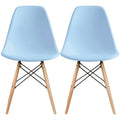 Set di 2 sedie Eiffel di design in plastica con gambe in legno massello, stile retrò, sedia da pranzo con guscio sagomato, sedia da hotel con tassello per cucina, camera da letto, lavoro