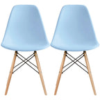 Set di 2 sedie Eiffel di design in plastica con gambe in legno massello, stile retrò, sedia da pranzo con guscio sagomato, sedia da hotel con tassello per cucina, camera da letto, lavoro