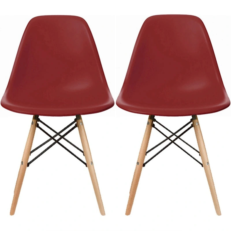 Set di 2 sedie Eiffel di design in plastica con gambe in legno massello, stile retrò, sedia da pranzo con guscio sagomato, sedia da hotel con tassello per cucina, camera da letto, lavoro