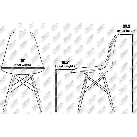Set di 2 sedie Eiffel di design in plastica con gambe in legno massello, stile retrò, sedia da pranzo con guscio sagomato, sedia da hotel con tassello per cucina, camera da letto, lavoro
