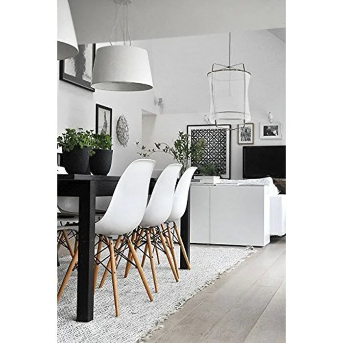 Set di 2 sedie Eiffel di design in plastica con gambe in legno massello, stile retrò, sedia da pranzo con guscio sagomato, sedia da hotel con tassello per cucina, camera da letto, lavoro