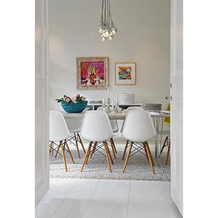 Set di 2 sedie Eiffel di design in plastica con gambe in legno massello, stile retrò, sedia da pranzo con guscio sagomato, sedia da hotel con tassello per cucina, camera da letto, lavoro