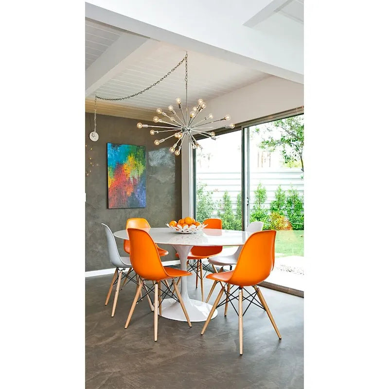 Set di 2 sedie Eiffel di design in plastica con gambe in legno massello, stile retrò, sedia da pranzo con guscio sagomato, sedia da hotel con tassello per cucina, camera da letto, lavoro
