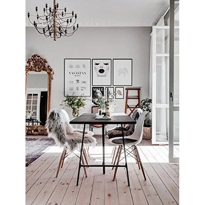 Set di 2 sedie Eiffel di design in plastica con gambe in legno massello, stile retrò, sedia da pranzo con guscio sagomato, sedia da hotel con tassello per cucina, camera da letto, lavoro