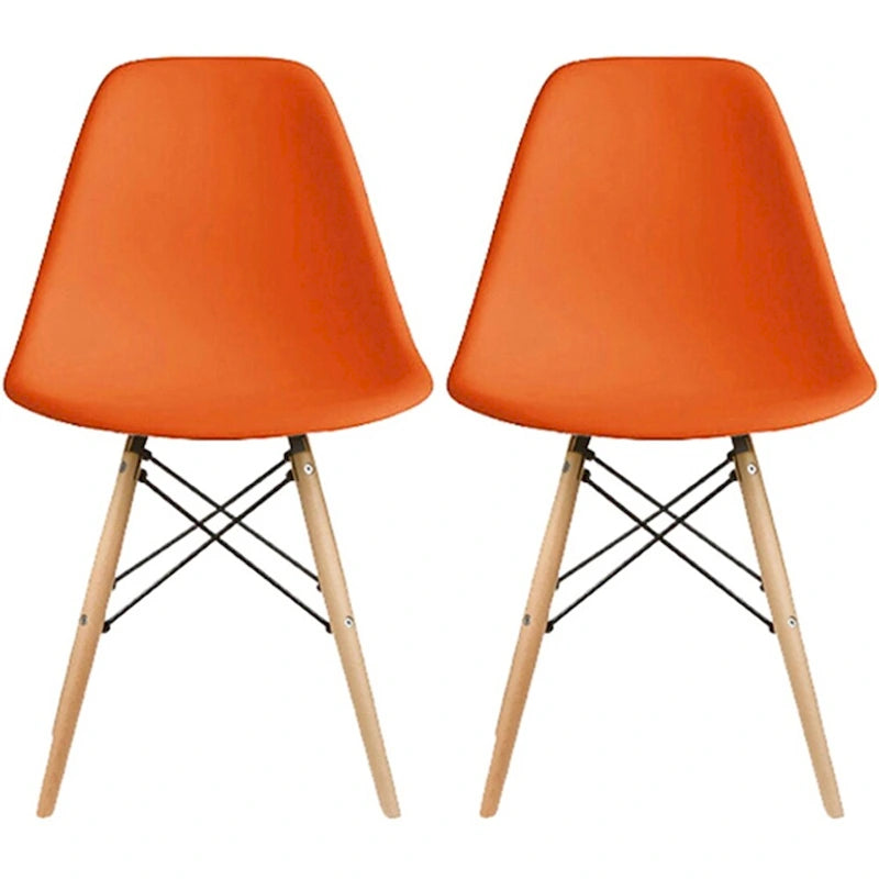 Set di 2 sedie Eiffel di design in plastica con gambe in legno massello, stile retrò, sedia da pranzo con guscio sagomato, sedia da hotel con tassello per cucina, camera da letto, lavoro