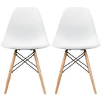Set di 2 sedie Eiffel di design in plastica con gambe in legno massello, stile retrò, sedia da pranzo con guscio sagomato, sedia da hotel con tassello per cucina, camera da letto, lavoro