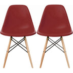 Set di 2 sedie Eiffel di design in plastica con gambe in legno massello, stile retrò, sedia da pranzo con guscio sagomato, sedia da hotel con tassello per cucina, camera da letto, lavoro