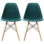 Set di 2 sedie Eiffel di design in plastica con gambe in legno massello, stile retrò, sedia da pranzo con guscio sagomato, sedia da hotel con tassello per cucina, camera da letto, lavoro