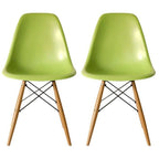 Set di 2 sedie Eiffel di design in plastica con gambe in legno massello, stile retrò, sedia da pranzo con guscio sagomato, sedia da hotel con tassello per cucina, camera da letto, lavoro
