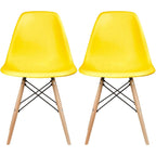 Set di 2 sedie Eiffel di design in plastica con gambe in legno massello, stile retrò, sedia da pranzo con guscio sagomato, sedia da hotel con tassello per cucina, camera da letto, lavoro