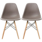 Set di 2 sedie Eiffel di design in plastica con gambe in legno massello, stile retrò, sedia da pranzo con guscio sagomato, sedia da hotel con tassello per cucina, camera da letto, lavoro