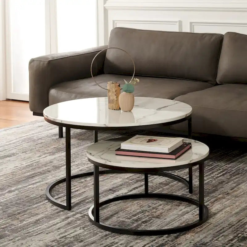  Elberta 2 Round Nesting Coffee Table - 43 L x 36 D x 18 H - 32Wx32Dx18H