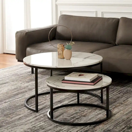  Elberta 2 Round Nesting Coffee Table - 43 L x 36 D x 18 H - 32Wx32Dx18H