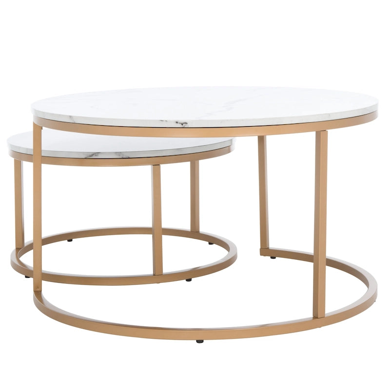 2 Round Nesting Coffee Table - 43 L x 36 D x 18 H - 32Wx32Dx18H