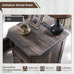 18 Farmhouse Nightstand with Charging Station, End Table,Side Table