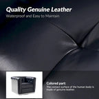 Poltrona Club Girevole Tufted in Vera Pelle Stile Mid-Century Moderno con Base in Legno