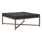  Camber Metal and Tufted Leather Large Cocktail Ottoman