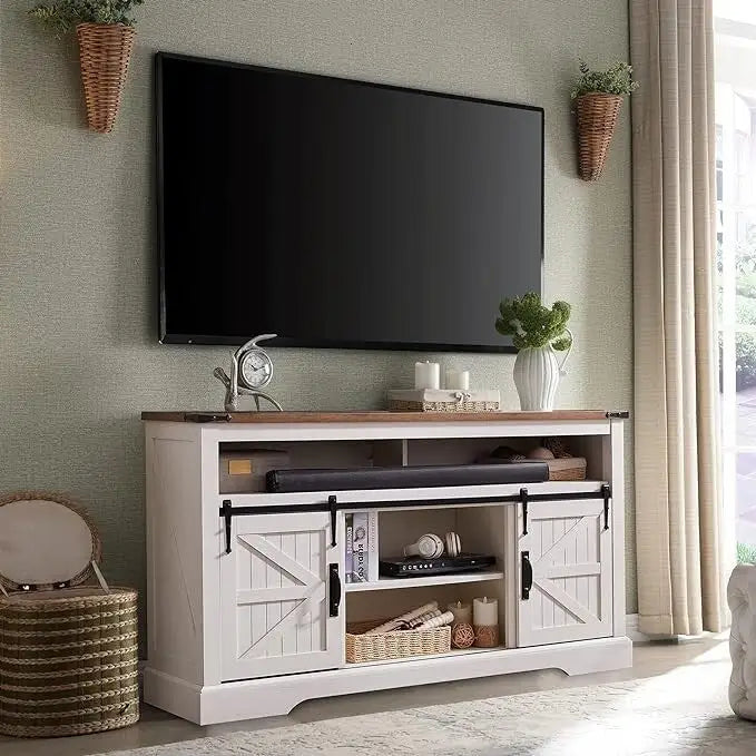 Mobile TV rustico in legno, mobile alto per l'intrattenimento, consolle multimediale