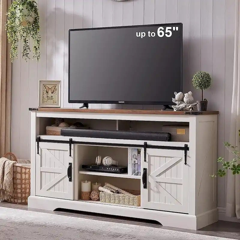 Mobile TV rustico in legno, mobile alto per l'intrattenimento, consolle multimediale