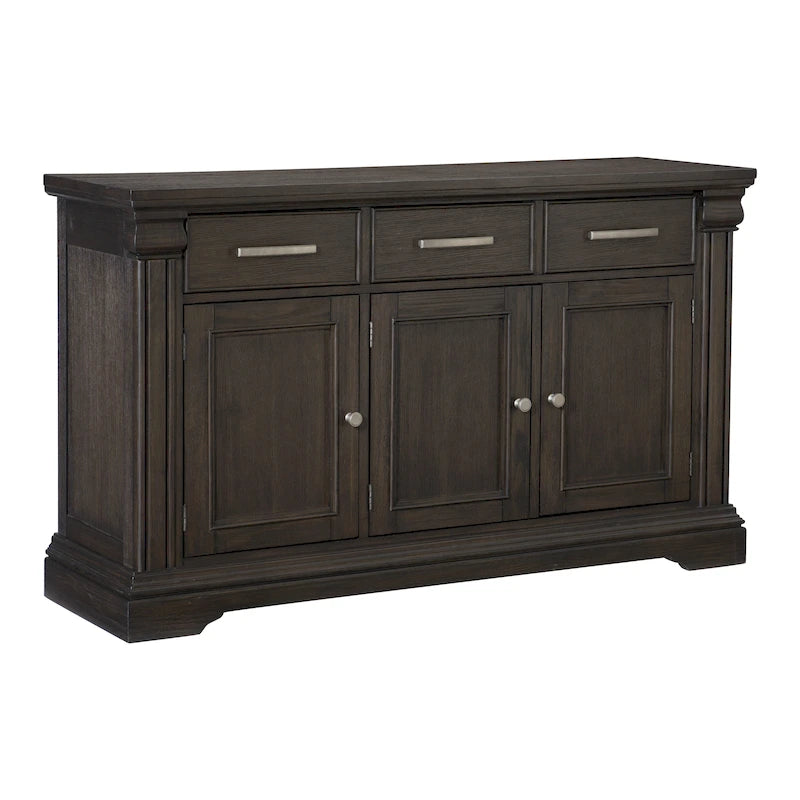 Credenza mobile da soggiorno 152 cm, 3 cassetti e 3 ante, Legno rustico marrone