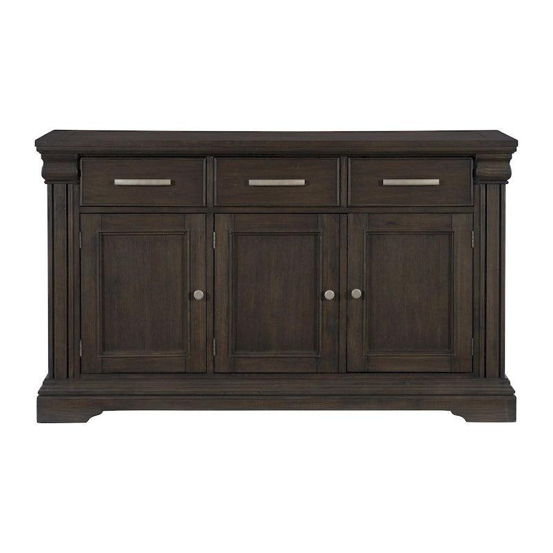 Credenza mobile da soggiorno 152 cm, 3 cassetti e 3 ante, Legno rustico marrone
