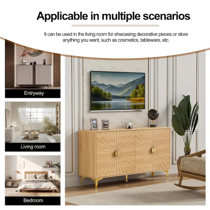 Madia Credenza Contenitore con Quattro Ante Ripiani Regolabili Mobile Contenitore Mobile Bar Caffè