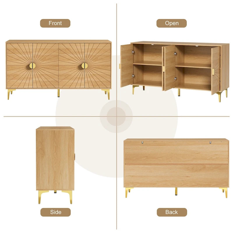 Madia Credenza Contenitore con Quattro Ante Ripiani Regolabili Mobile Contenitore Mobile Bar Caffè