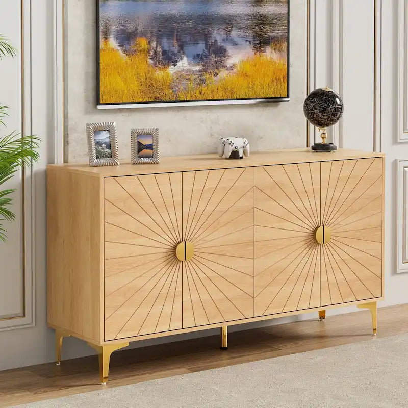 Madia Credenza Contenitore con Quattro Ante Ripiani Regolabili Mobile Contenitore Mobile Bar Caffè