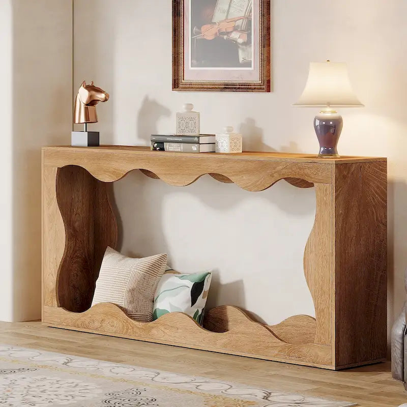 2-tier Wood Console Sofa Table for Entryway Living Room