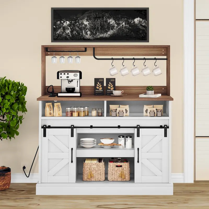  Farmhouse Coffee Bar Cabinet - 15.1D x 47.2W x 51.5H