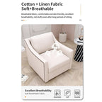 Poltrona Girevole a 360 Gradi in Tessuto di Cotone Lino Delicato sulla Pelle Design Ergonomico