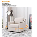Poltrona Girevole a 360 Gradi in Tessuto di Cotone Lino Delicato sulla Pelle Design Ergonomico