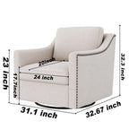 Poltrona Girevole a 360 Gradi in Tessuto di Cotone Lino Delicato sulla Pelle Design Ergonomico