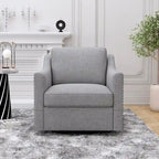 Poltrona Girevole a 360 Gradi in Tessuto di Cotone Lino Delicato sulla Pelle Design Ergonomico