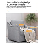 Poltrona Girevole a 360 Gradi in Tessuto di Cotone Lino Delicato sulla Pelle Design Ergonomico