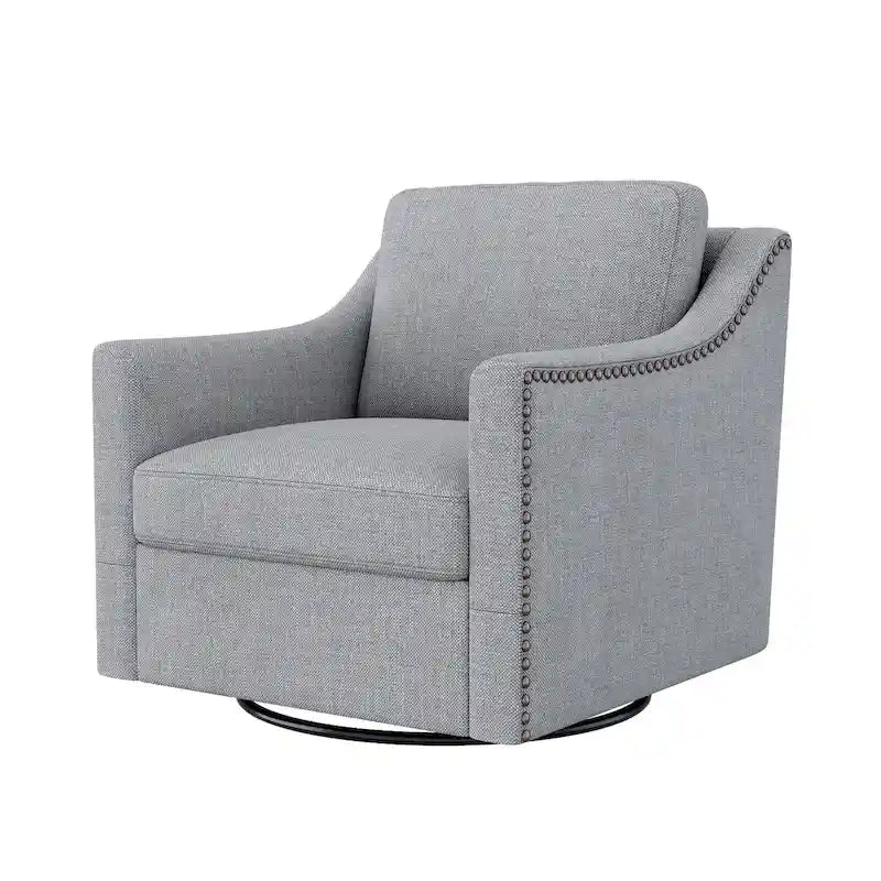 Poltrona Girevole a 360 Gradi in Tessuto di Cotone Lino Delicato sulla Pelle Design Ergonomico